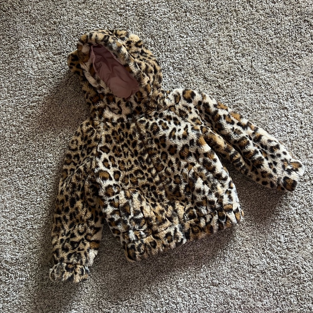 Tucker + Tate Toddler Girl Faux Fur Leopard Print Jacket Size 3